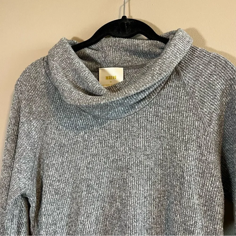 ✨ Anthropologie Maeve‎ Gray Ribbed Cowl Neck Sweater Small
